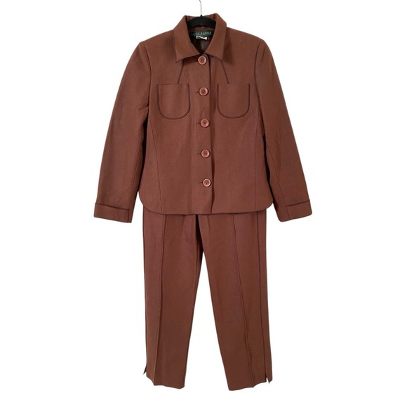 Harve Benard Jackets & Blazers - Vintage Harve Benard Womens Fall Harvest Brown Suit Lined Fleece Feel Size 8P